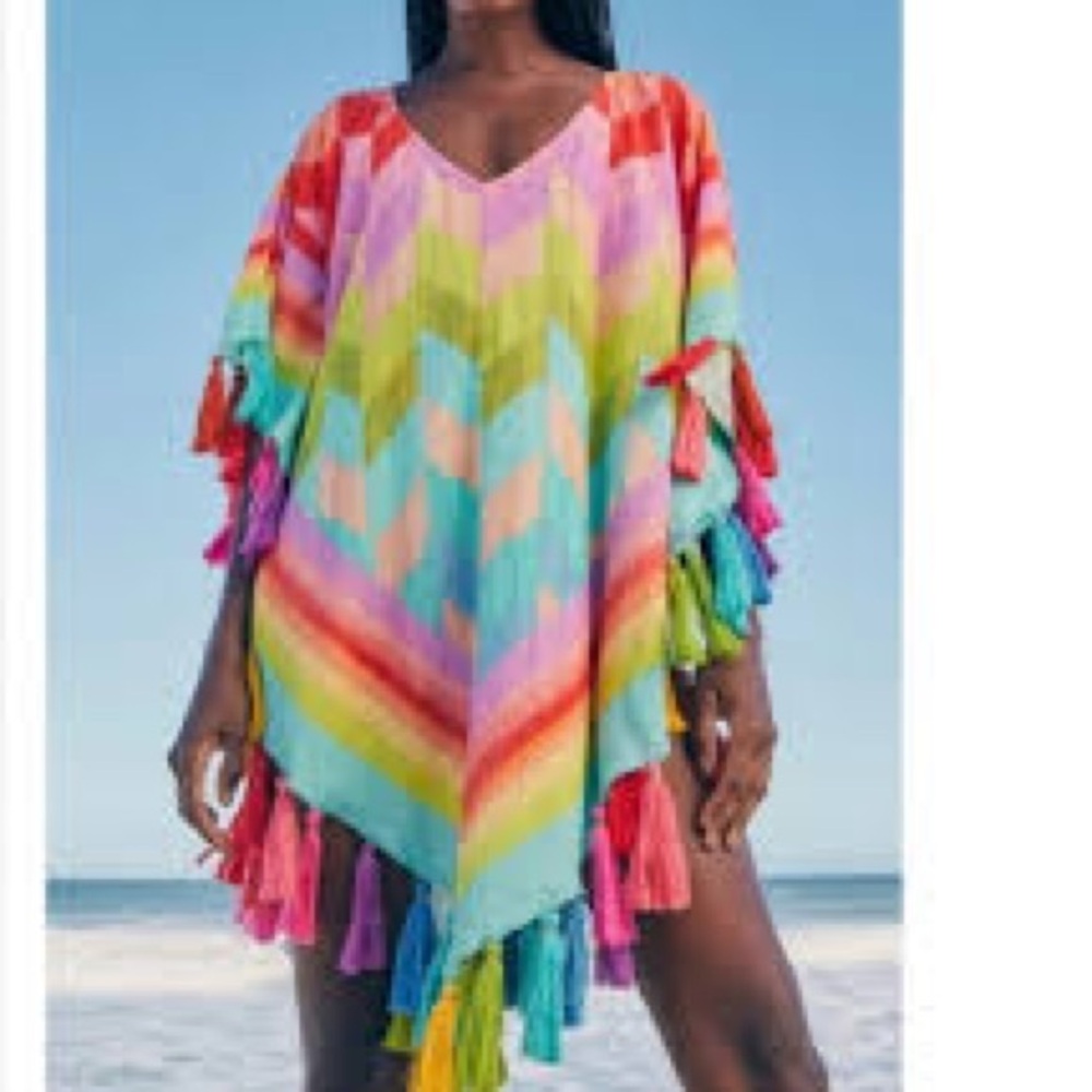 Farm Rio Tassle Coverup Poncho M